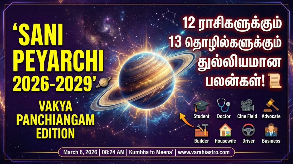 Sani Peyarchi 2026 – 2029: Vakya Panchanga Predictions & Remedies
