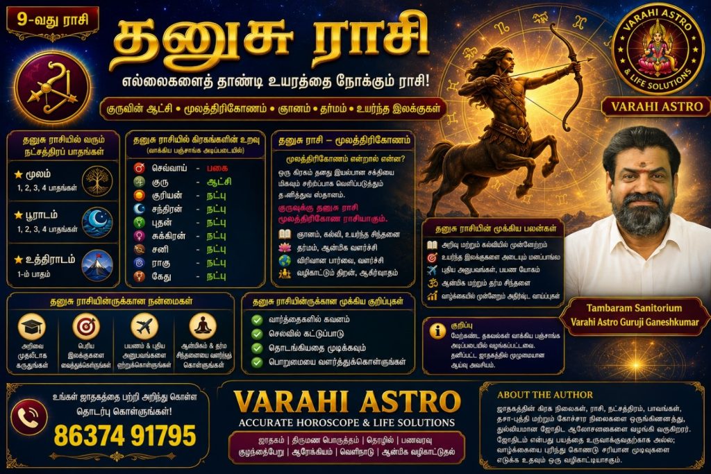 🏹 தனுசு ராசி – எல்லைகளைத் தாண்டி உயரத்தை நோக்கும் ராசி! 🔥