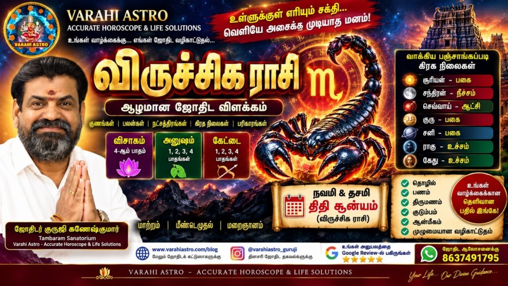 விருச்சிக ராசி: உள்ளுக்குள் எரியும் நெருப்பு… வெளியே அமைதியான முகம்! 🔥