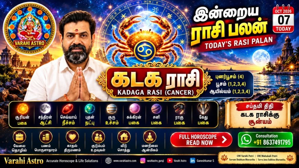 கடக ராசிக்கு இன்று எப்படி இருக்கும்? | Kadaga Rasi Today | கடக ராசி இன்றைய பலன்
